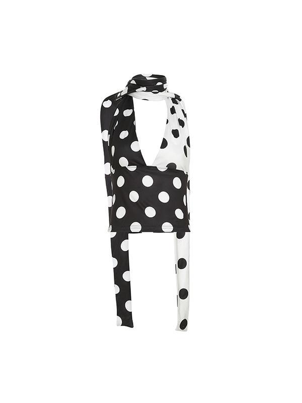 Polka Dot V-Neck Sexy Halter Vest Product Image