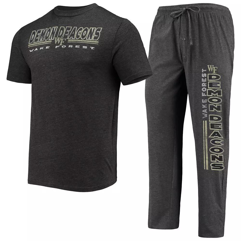 Men's Concepts Sport Heathered Charcoal/Black Wake Forest Demon Deacons Meter T-Shirt & Pants Sleep Set, Size: XL, Wfu Charco Product Image