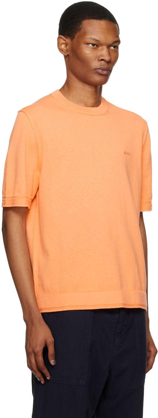 HUGO BOSS Orange Embroidered T-shirt In Light/pastel Orange Product Image
