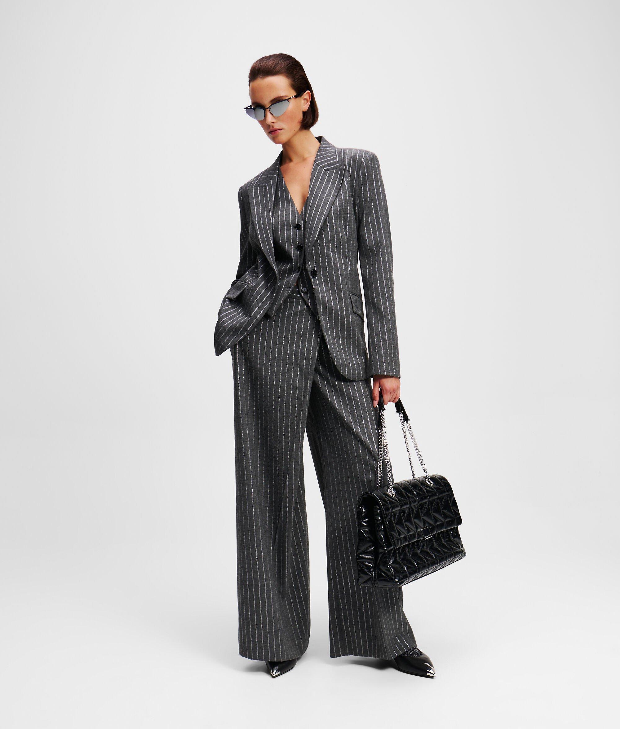 METALLIC PINSTRIPE WRAP PANTS Product Image