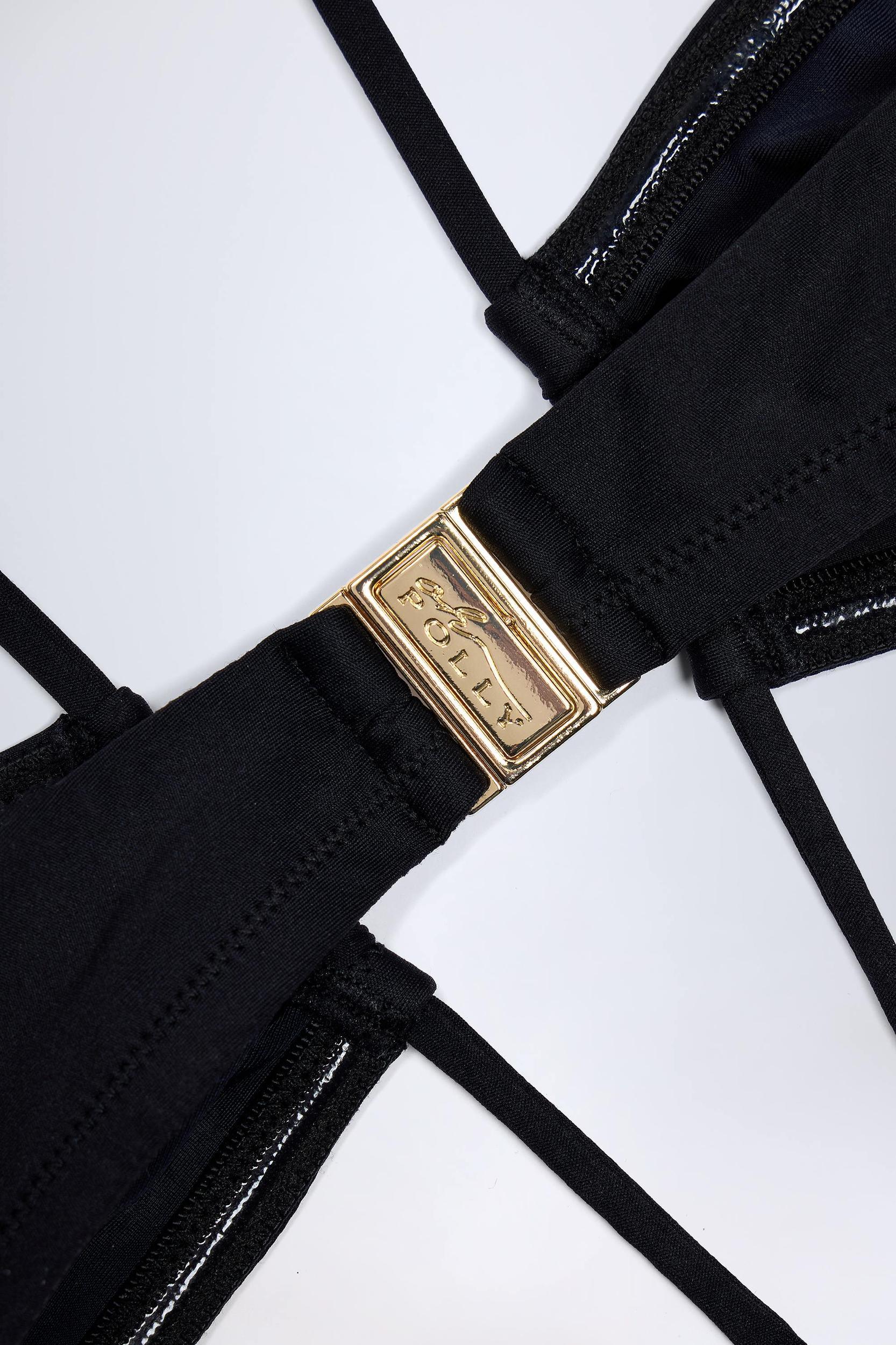 Cut-Out Halterneck Swimsuit in Black Product Image