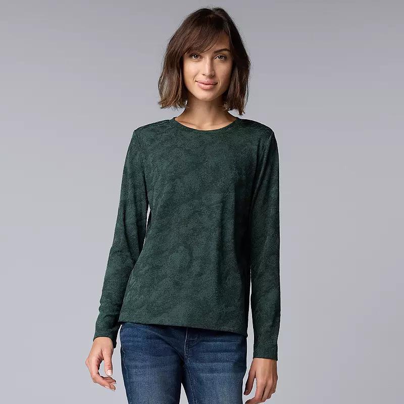 Women's Simply Vera Vera Wang Long Sleeve Crew Neck Tee, Size: XXL, Quiet Storm Grey Product Image
