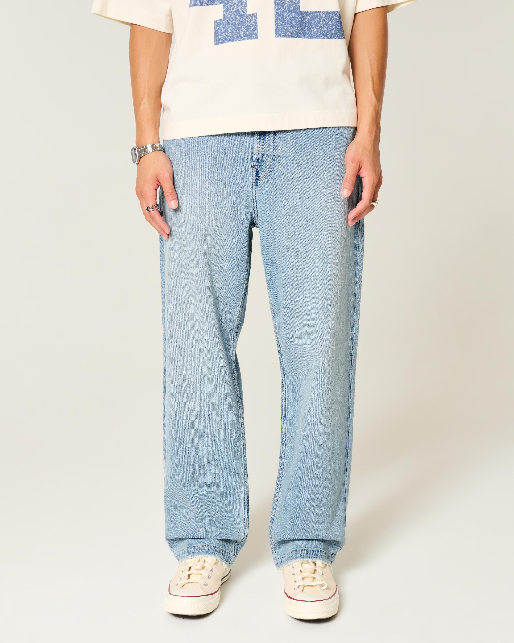 Light Wash Embroidered Baggy Jeans Product Image