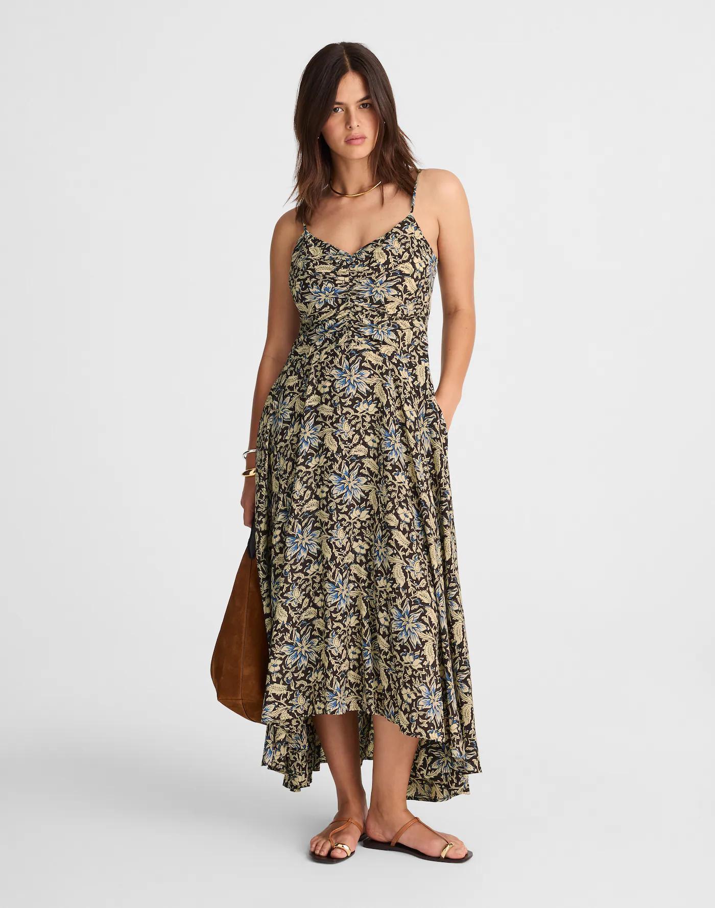 Ruched High-Low Slip Dress Product Image