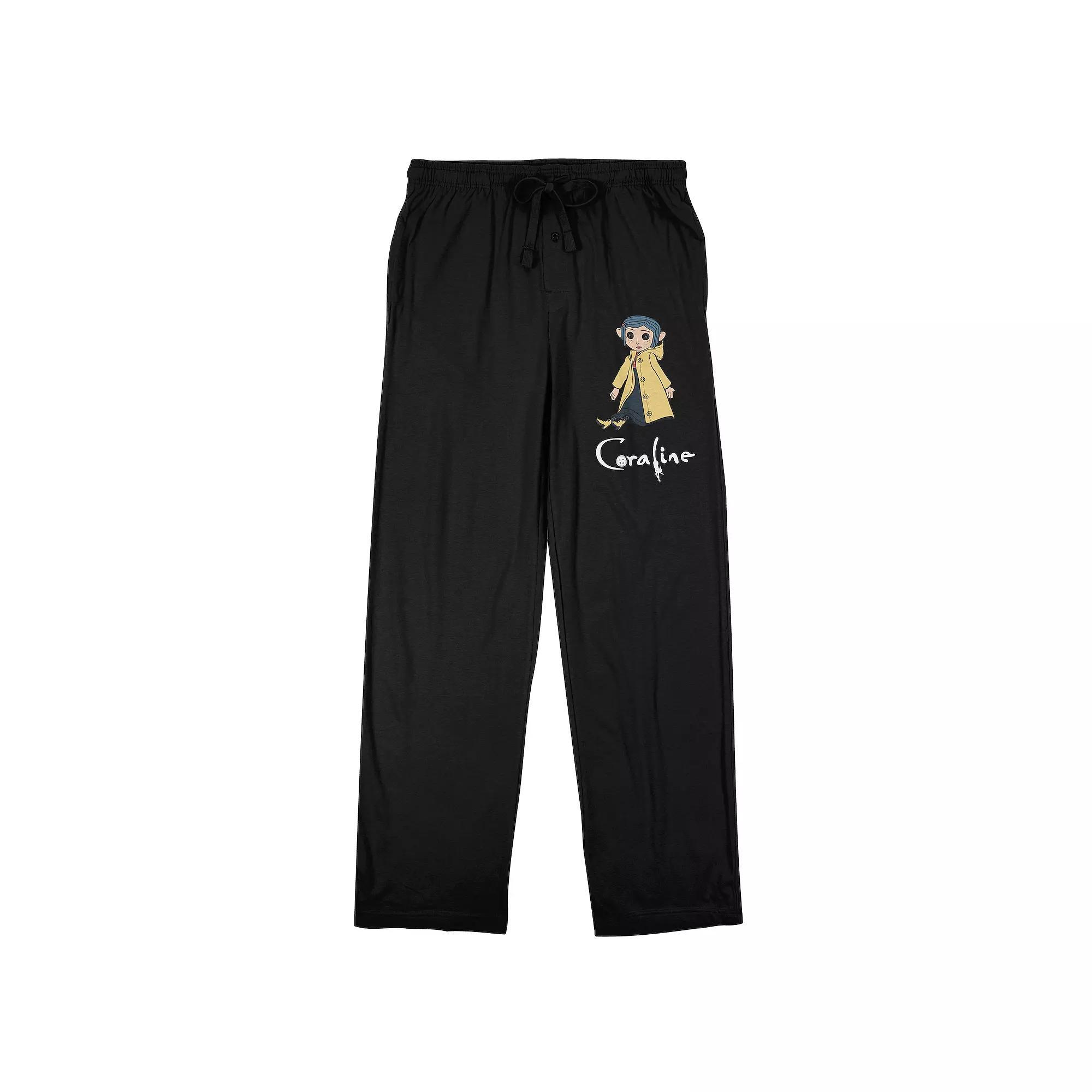 Men's Coraline Doll Sleep Pants, Size: Large, Black Product Image