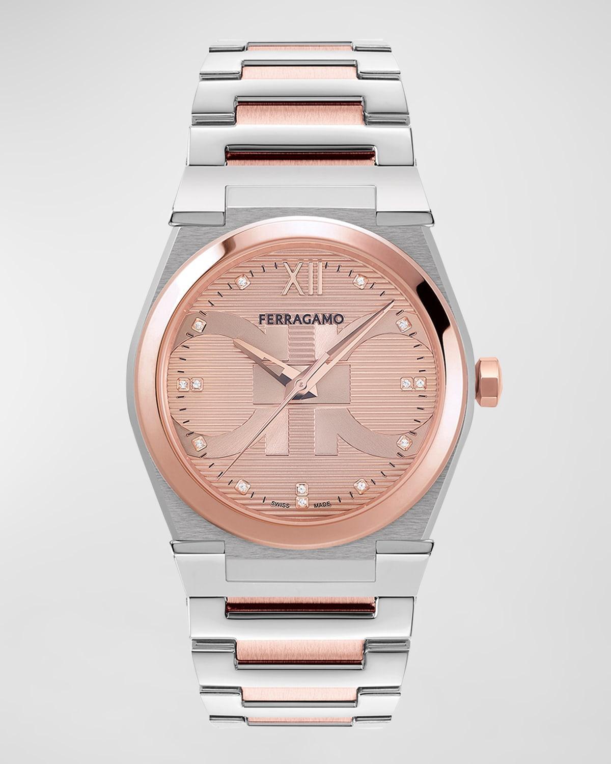 Mens 40mm Vega Holiday Capsule Watch with Bracelet Strap, Two Tone Rose Gold Product Image