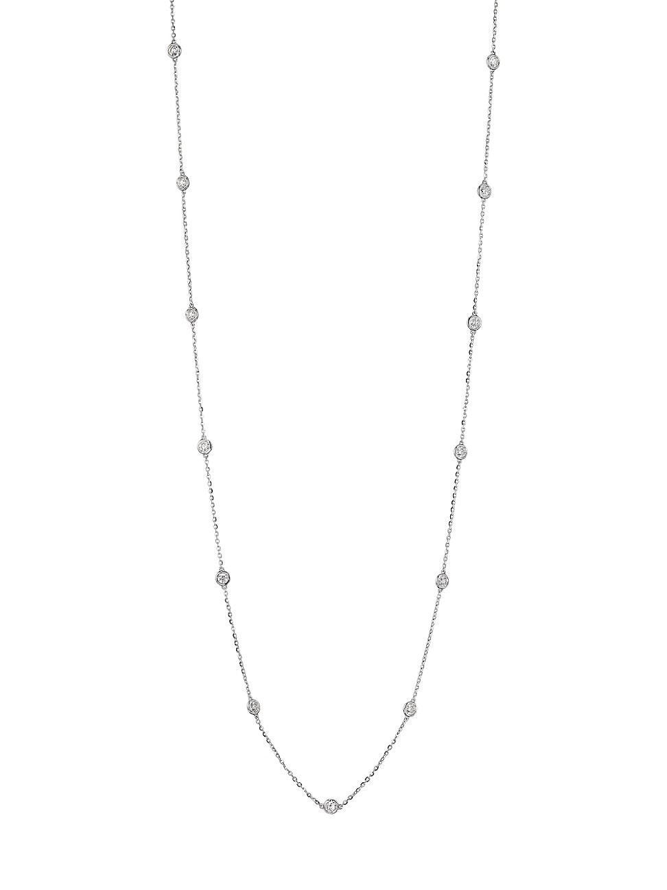 Womens 14K White Gold & 2.10 TCW Diamond Station Necklace/36 Product Image