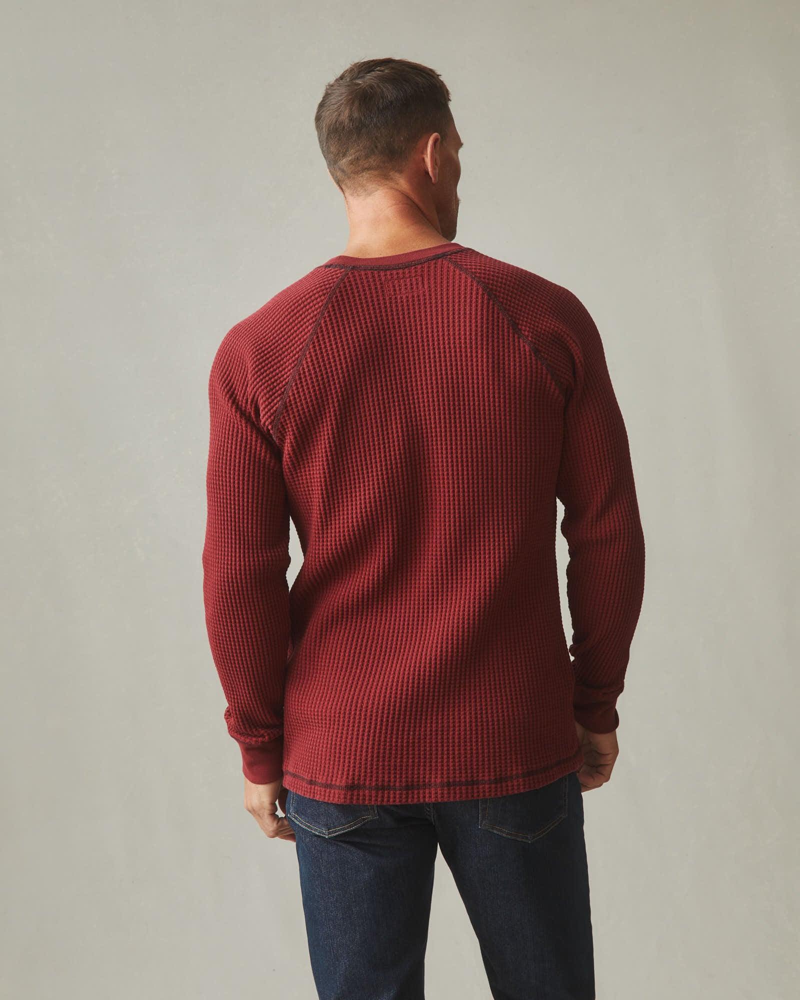 Men's Waffle Crew Long Sleeve Tee - Oxblood Male Product Image