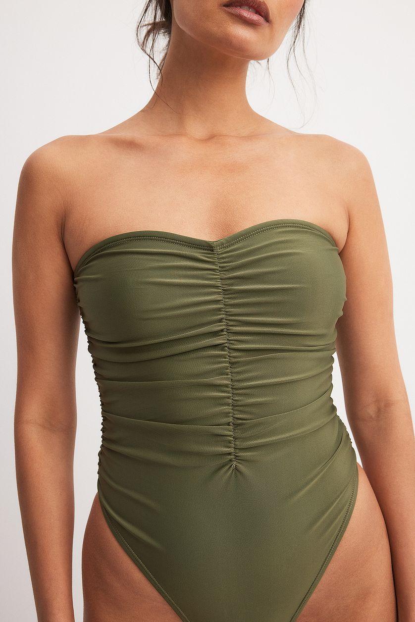 Draped High Leg Bandeau Swimsuit Product Image