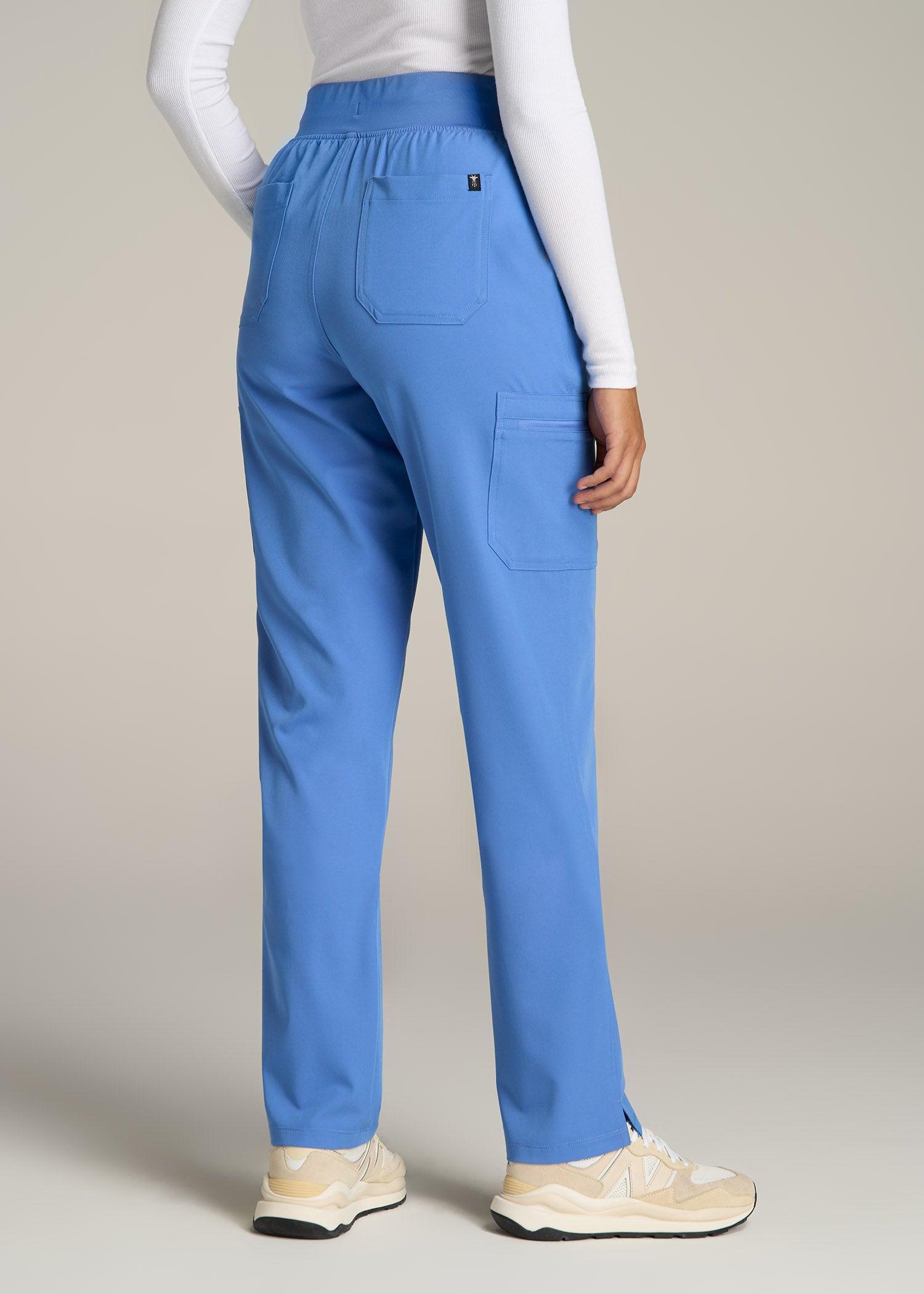 Cargo Scrub Pants for Tall Women in Deep Sky Blue Product Image