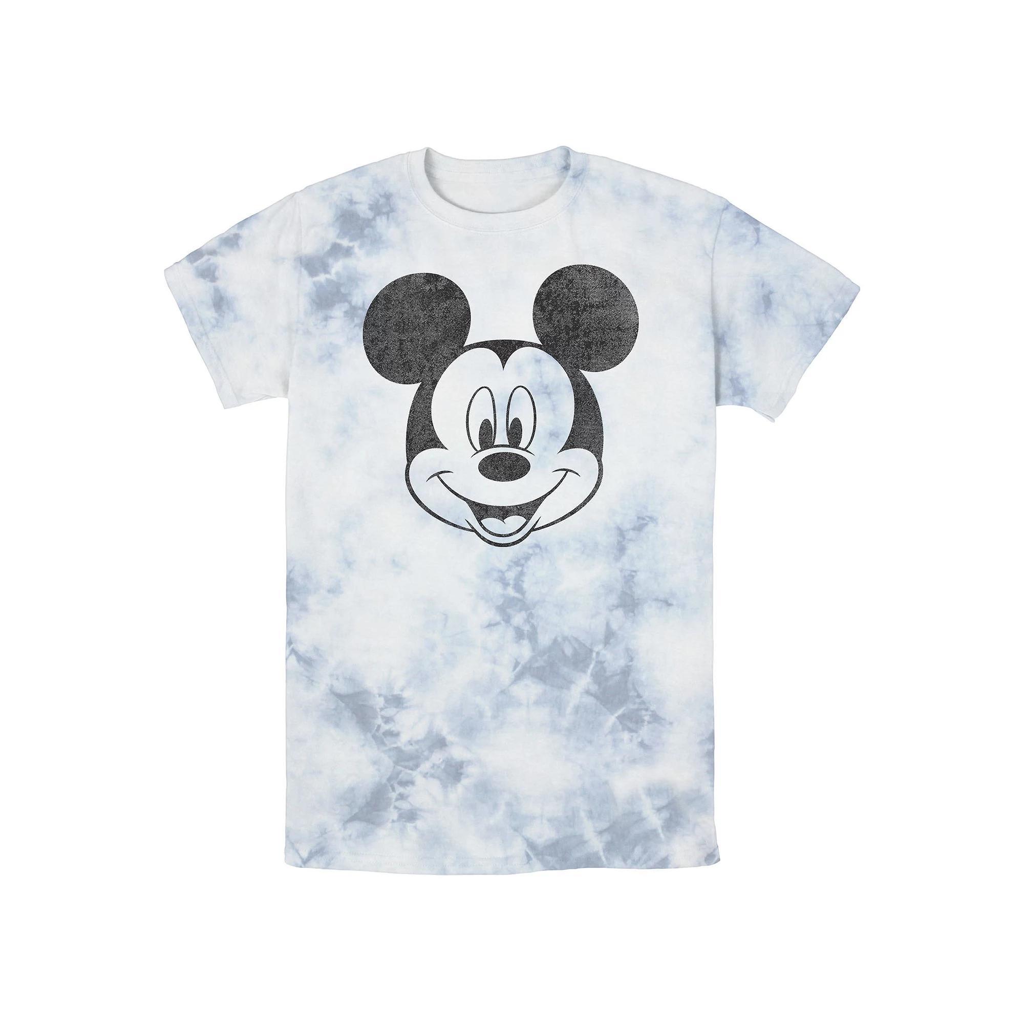 Men's Disney Mickey Mouse Black and White Portrait Wash Tee, Size: Small, White Blue Product Image