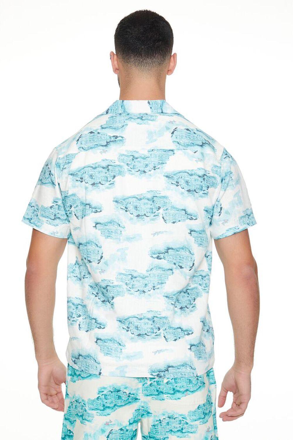Linen-Blend Cityscape Print Shirt | Forever 21 Product Image