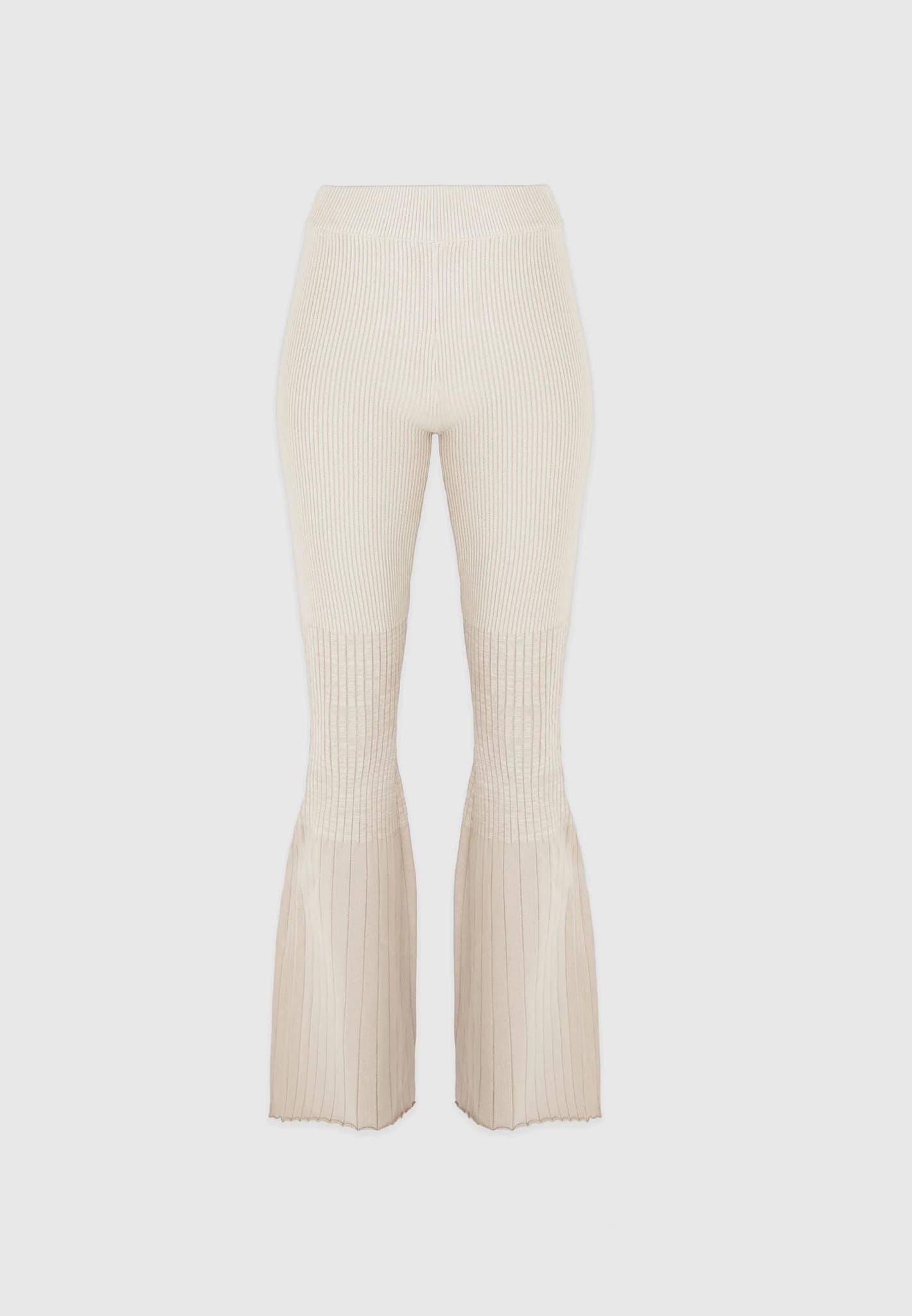 Ribbed Ombré Flared Leggings - Beige Female Product Image