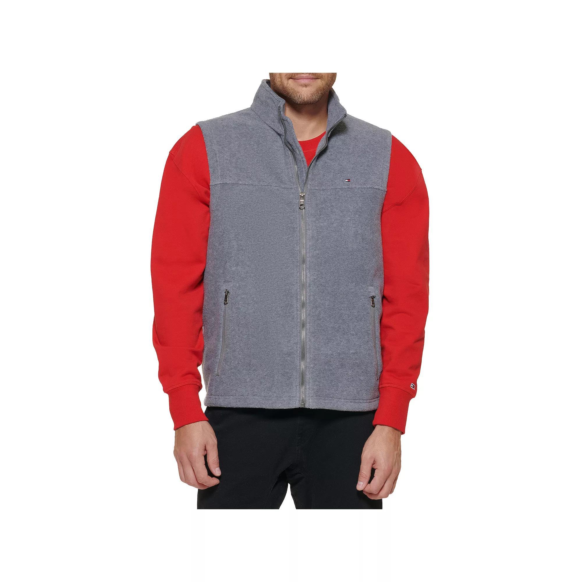 Big & Tall Tommy Hilfiger Fleece Vest with Stand Collar, Men's, Size: 4XB, Light Gray Product Image