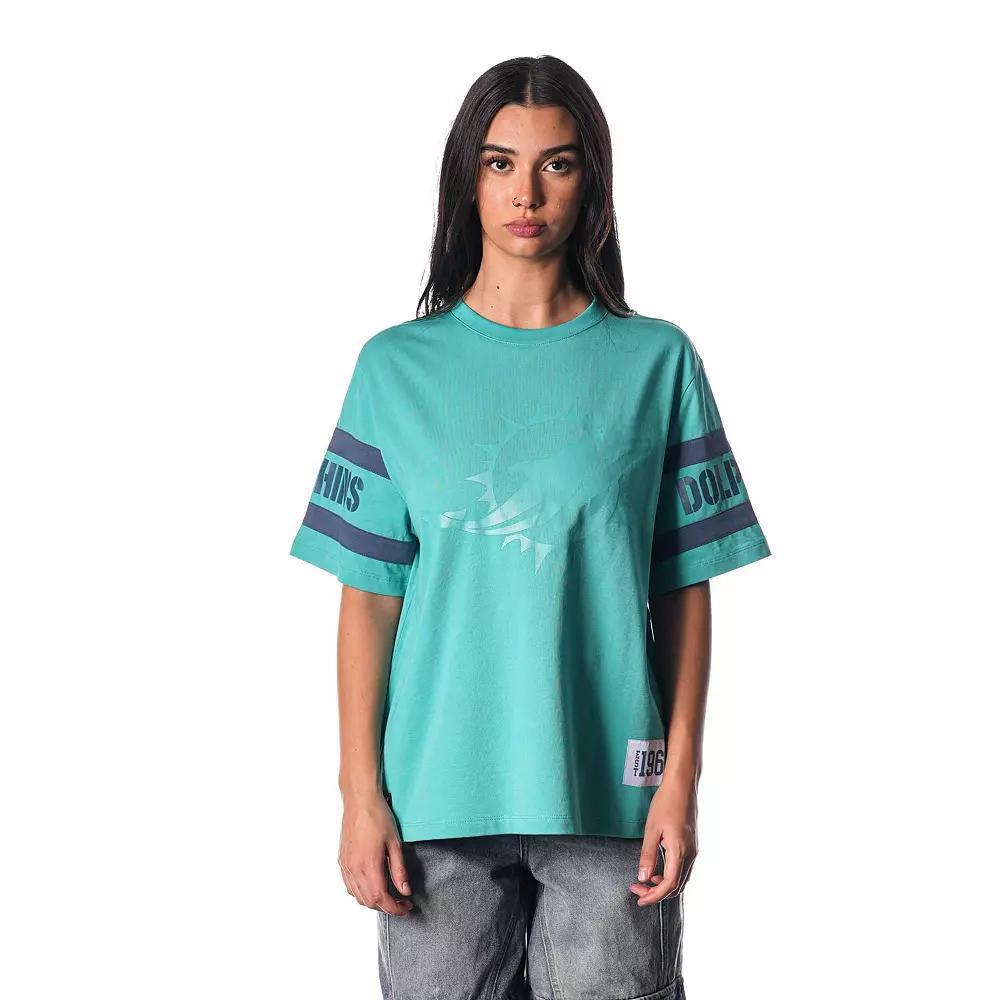 Women's The Wild Collective Aqua Miami Dolphins Drop Shoulder T-Shirt, Size: 2XL, Turquoise A Product Image