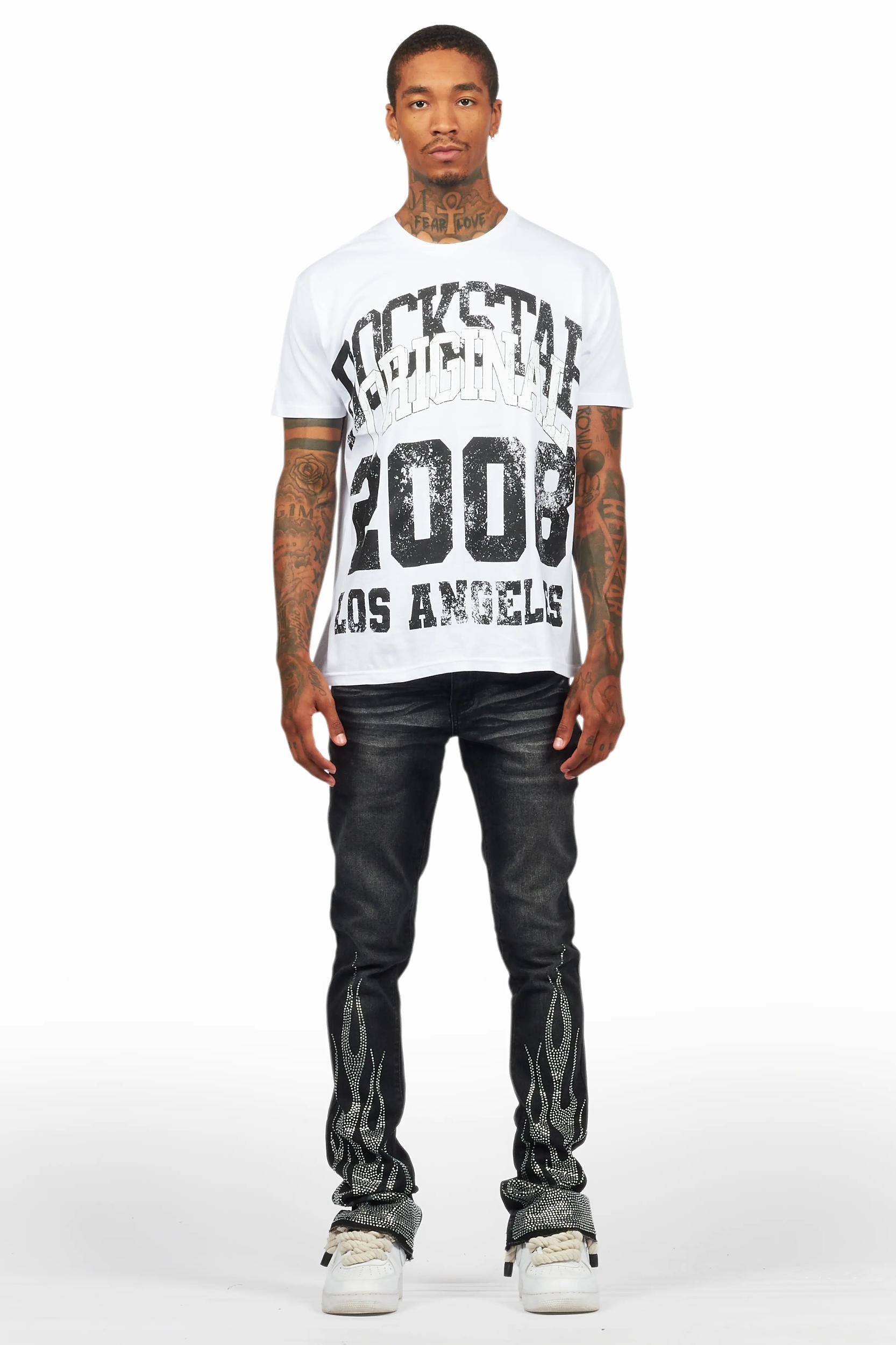 Samba Dark Grey Rhinestone Stacked Flare Jean Male Product Image