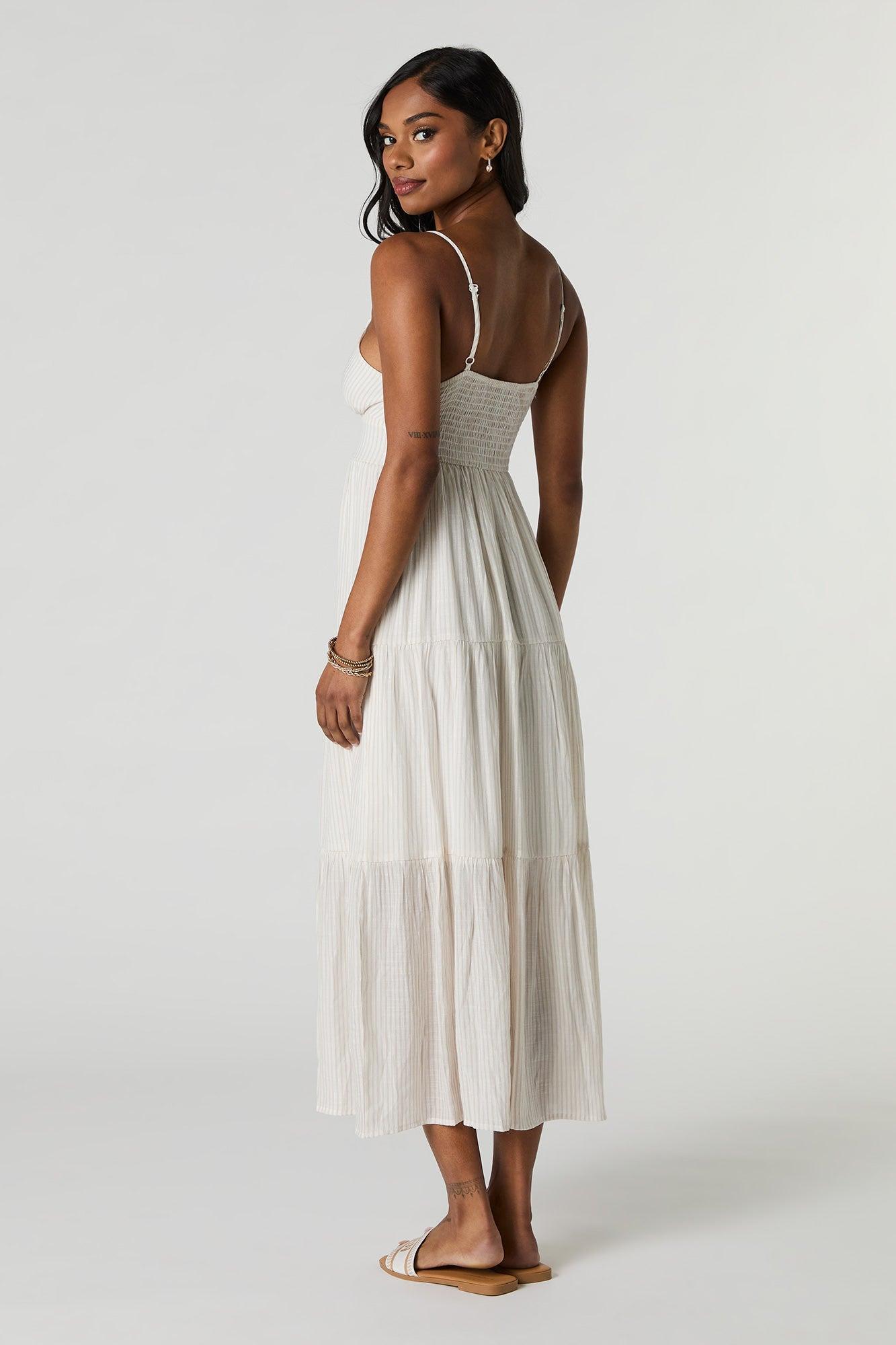 Button Front Tiered Midi Dress Female Product Image