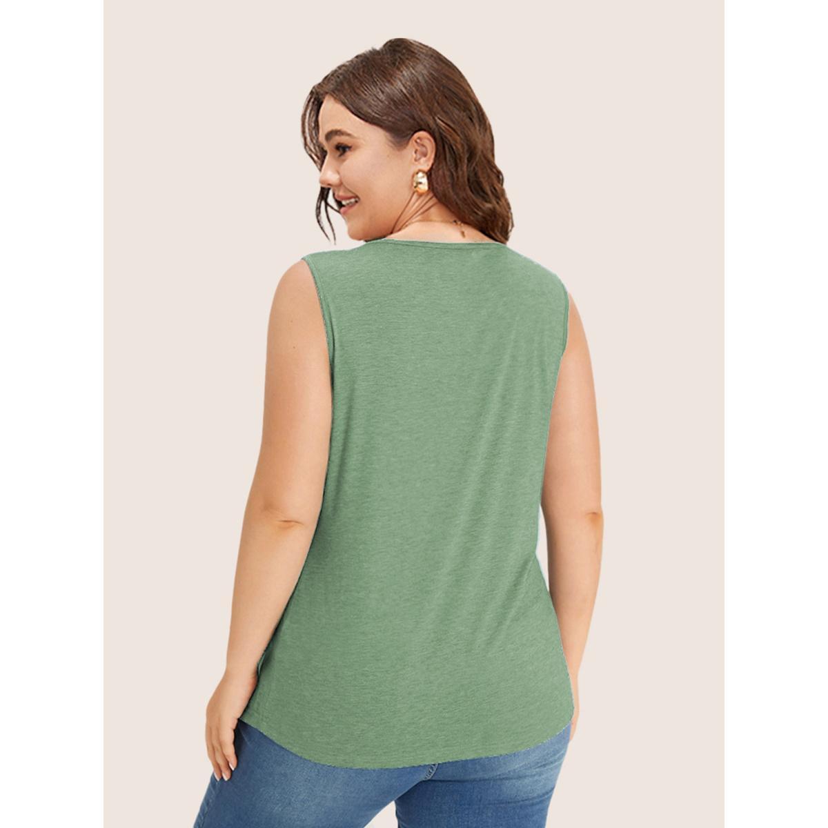 Plus Size Heather Plicated Detail Square Neck Tank Top Women Palemauve Casual Non U-neck Everyday Tank Tops Camis BloomChic 26/4X Product Image