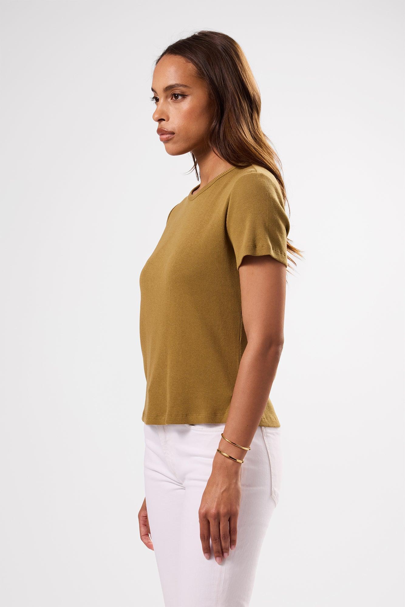 Eleanor Organic Cotton Modal Rib Tee - Elm Product Image