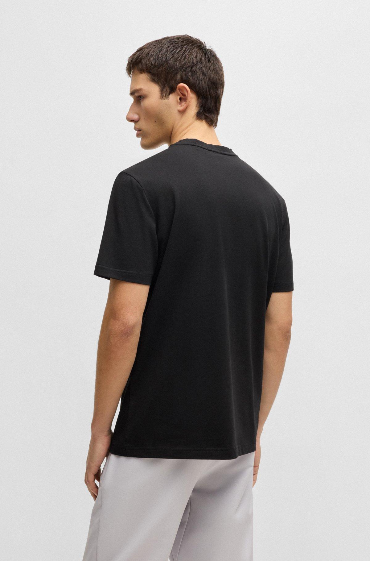 Stretch-cotton T-shirt with photo-print logo Product Image