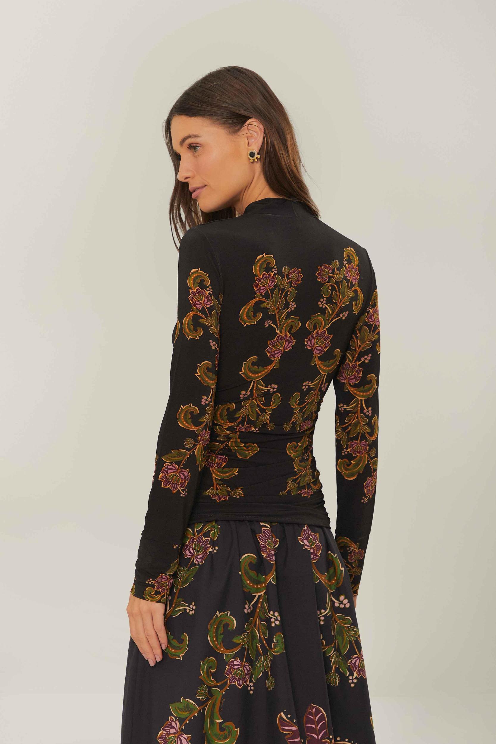 Black Ravenala Jersey Blouse, RAVENALA BLACK / L Product Image
