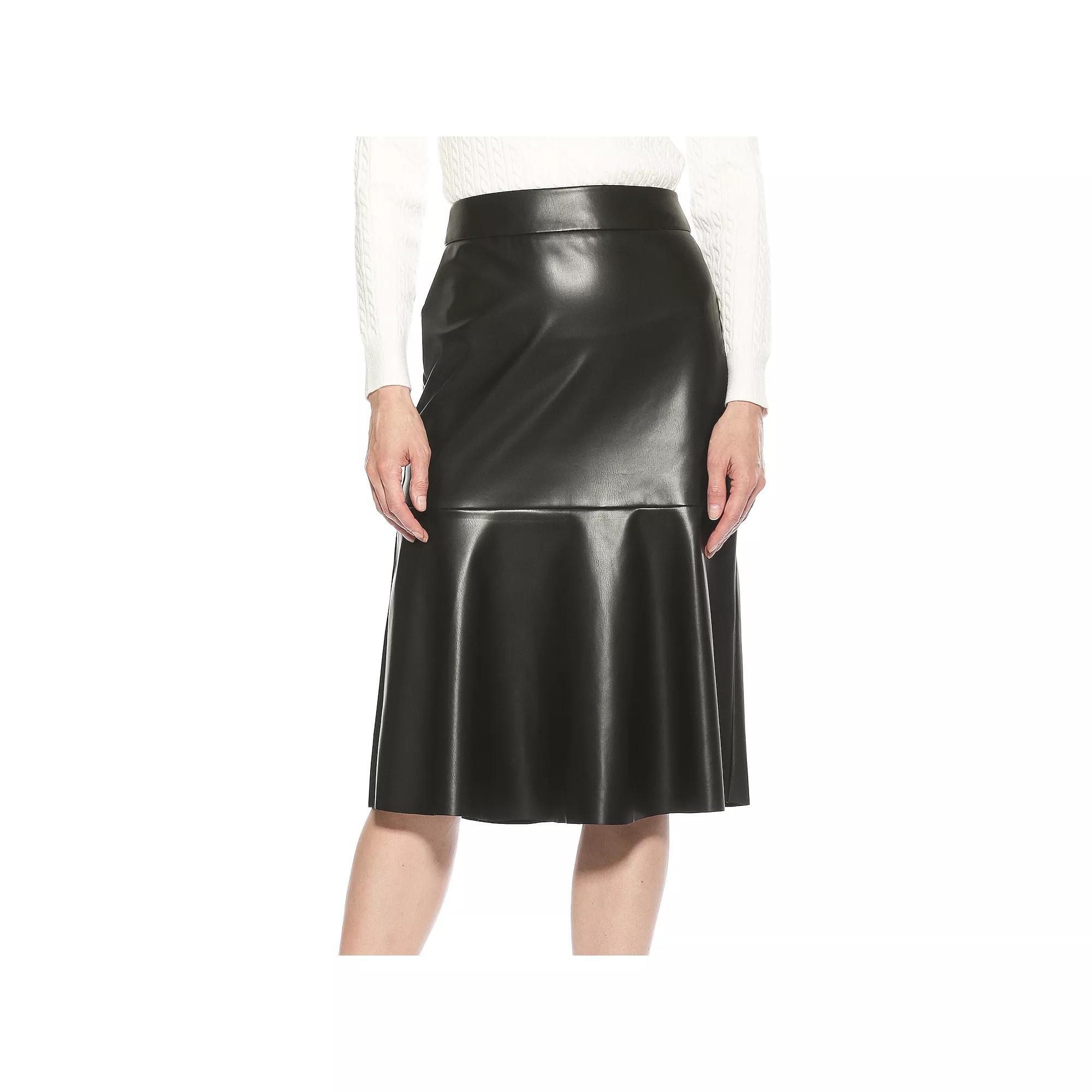 Women's ALEXIA ADMOR Ezra Midi Faux Leather Flared Skirt, Size: Small Product Image