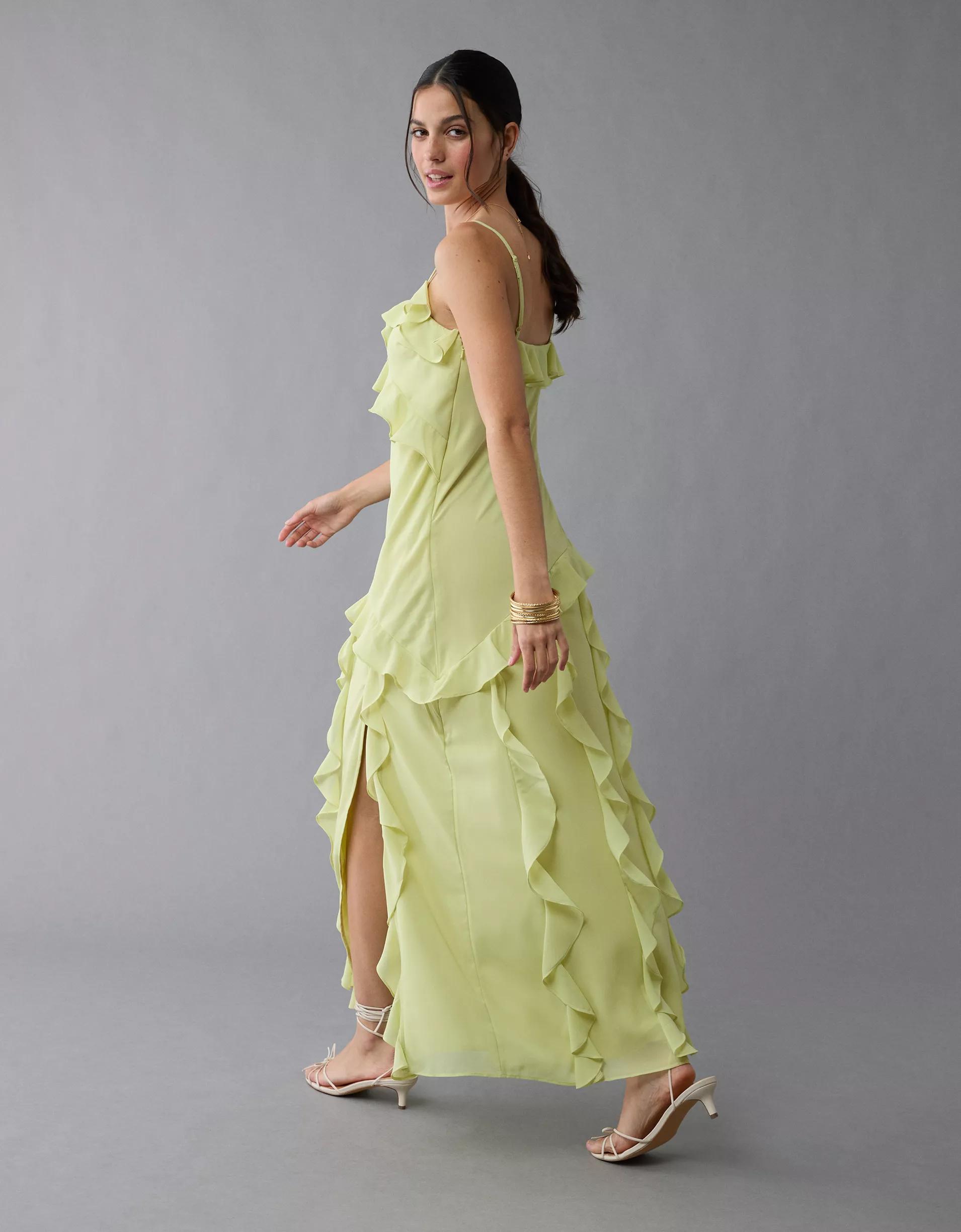 AE Ruffle Maxi Slip Dress Product Image