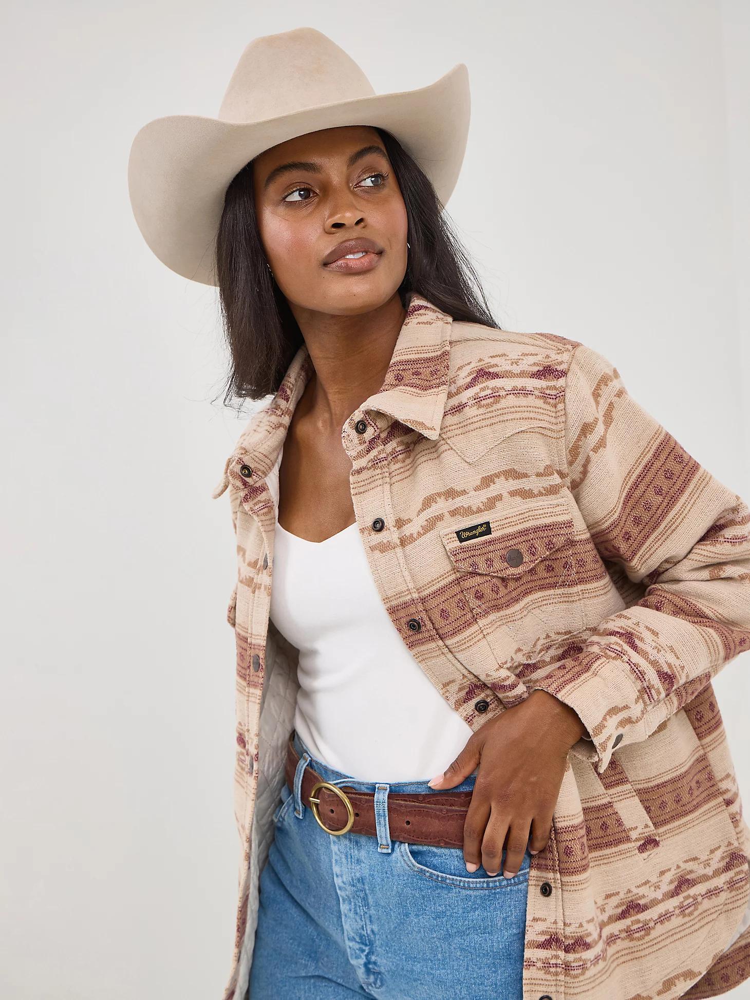 Women's Wrangler Quilt Lined Jacquard Shacket | Women's JACKETS & OUTERWEAR | Wrangler® Product Image