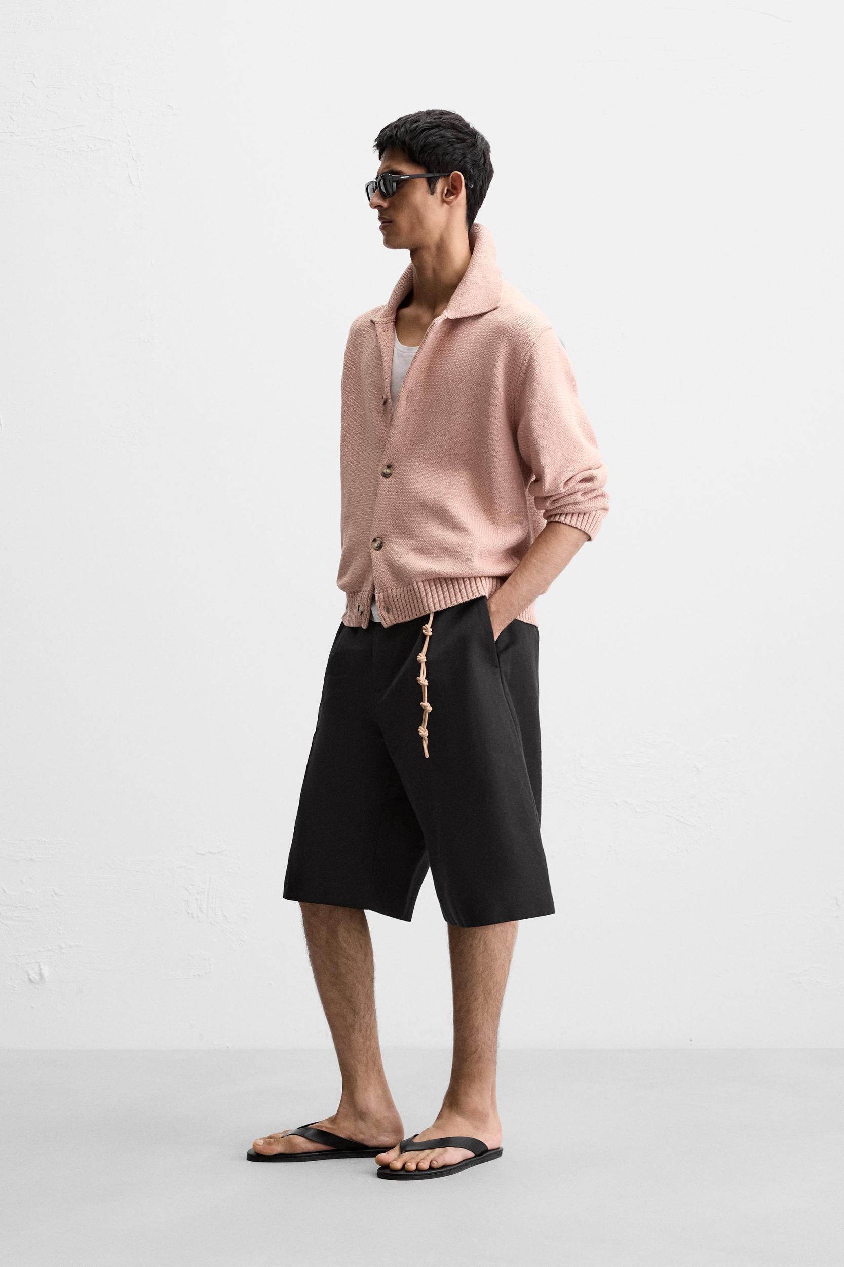 TEXTURED COTTON BLEND CARDIGAN Product Image