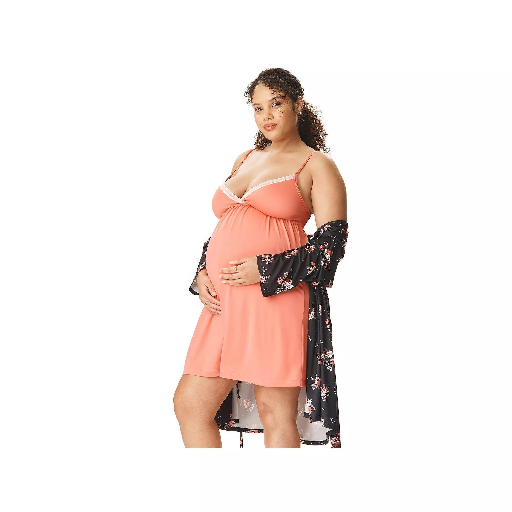 Maternity Motherhood Robe & Chemise Set, Womens Product Image
