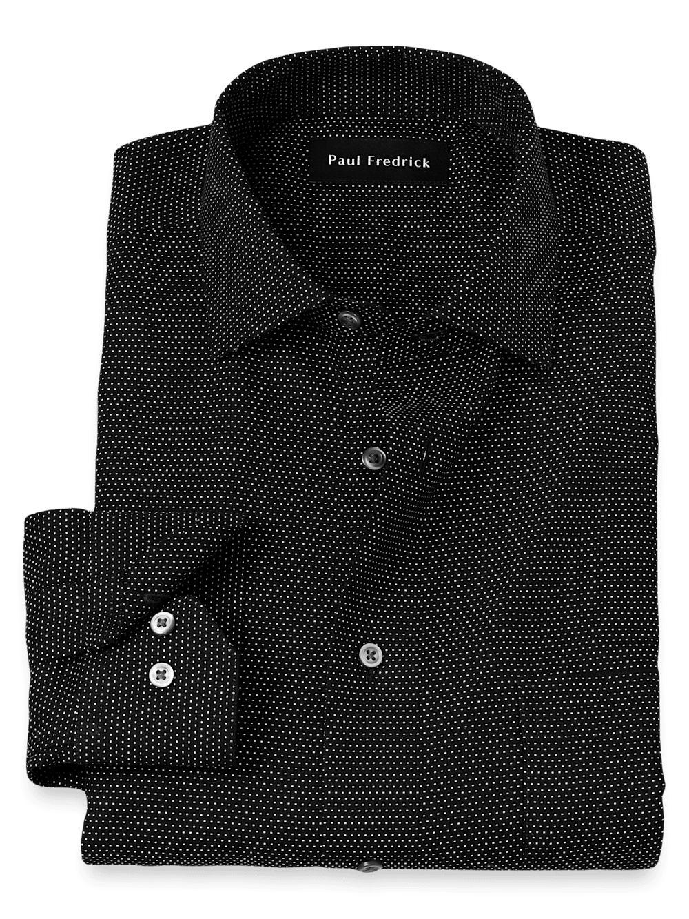 Non-Iron Cotton Dot Dress Shirt - Black Product Image