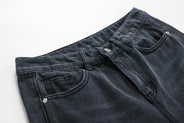 RT No. 1489 GRAY WIDE STRAIGHT JEANS Product Image