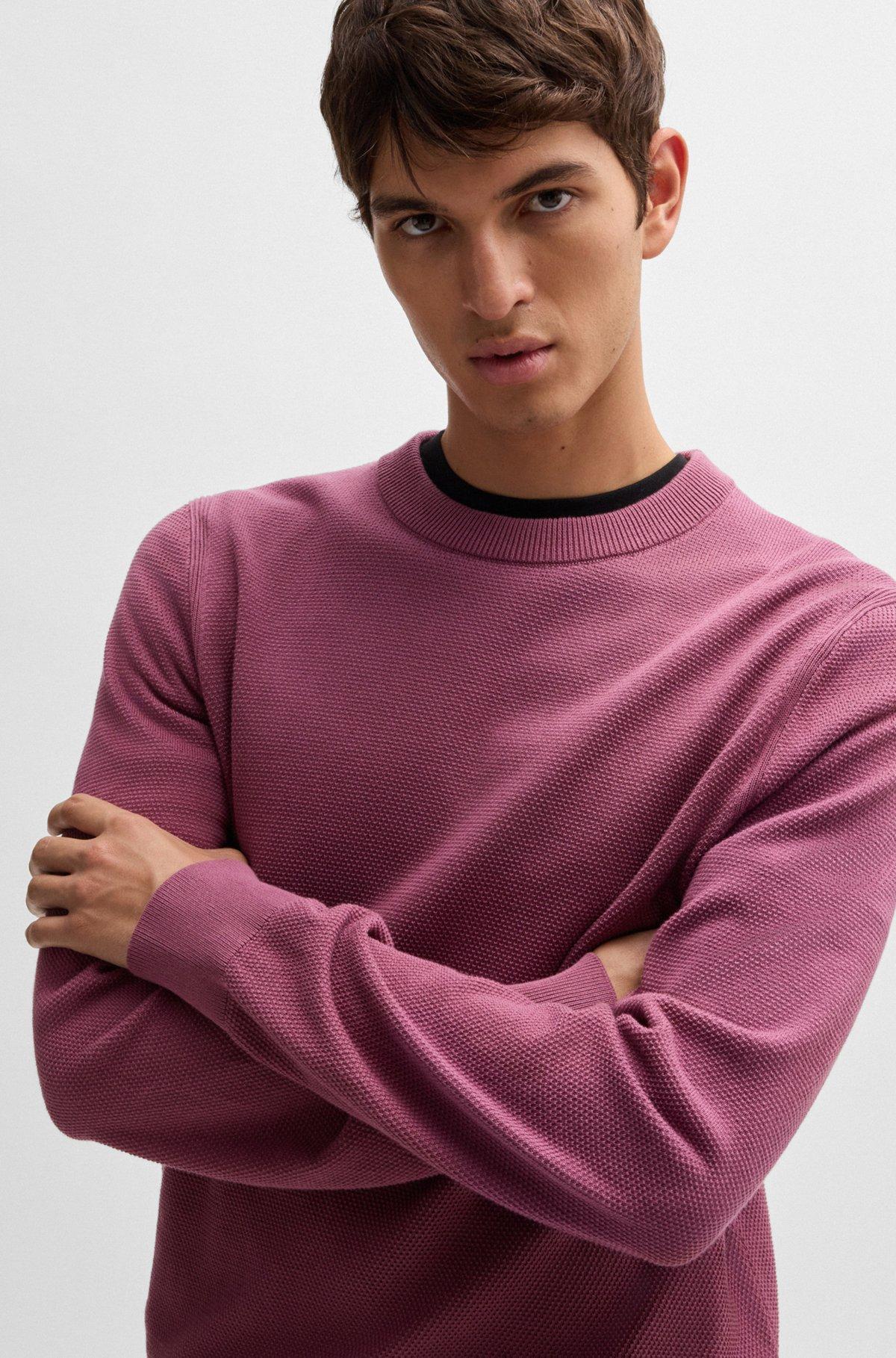 Micro-structured sweater in cotton Product Image
