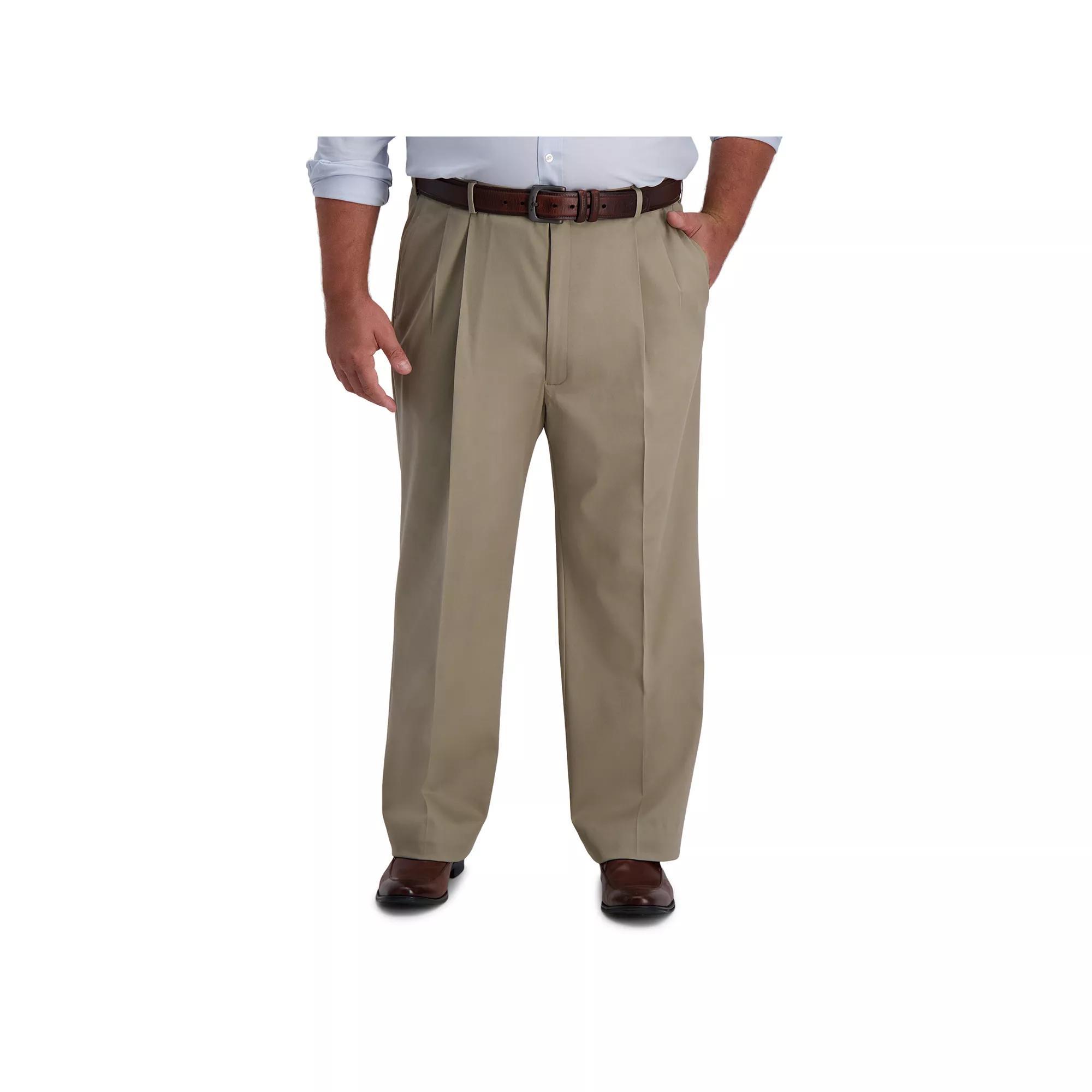Big & Tall Haggar Iron-Free Premium Khaki Classic-Fit Pleat Pants, Mens Product Image
