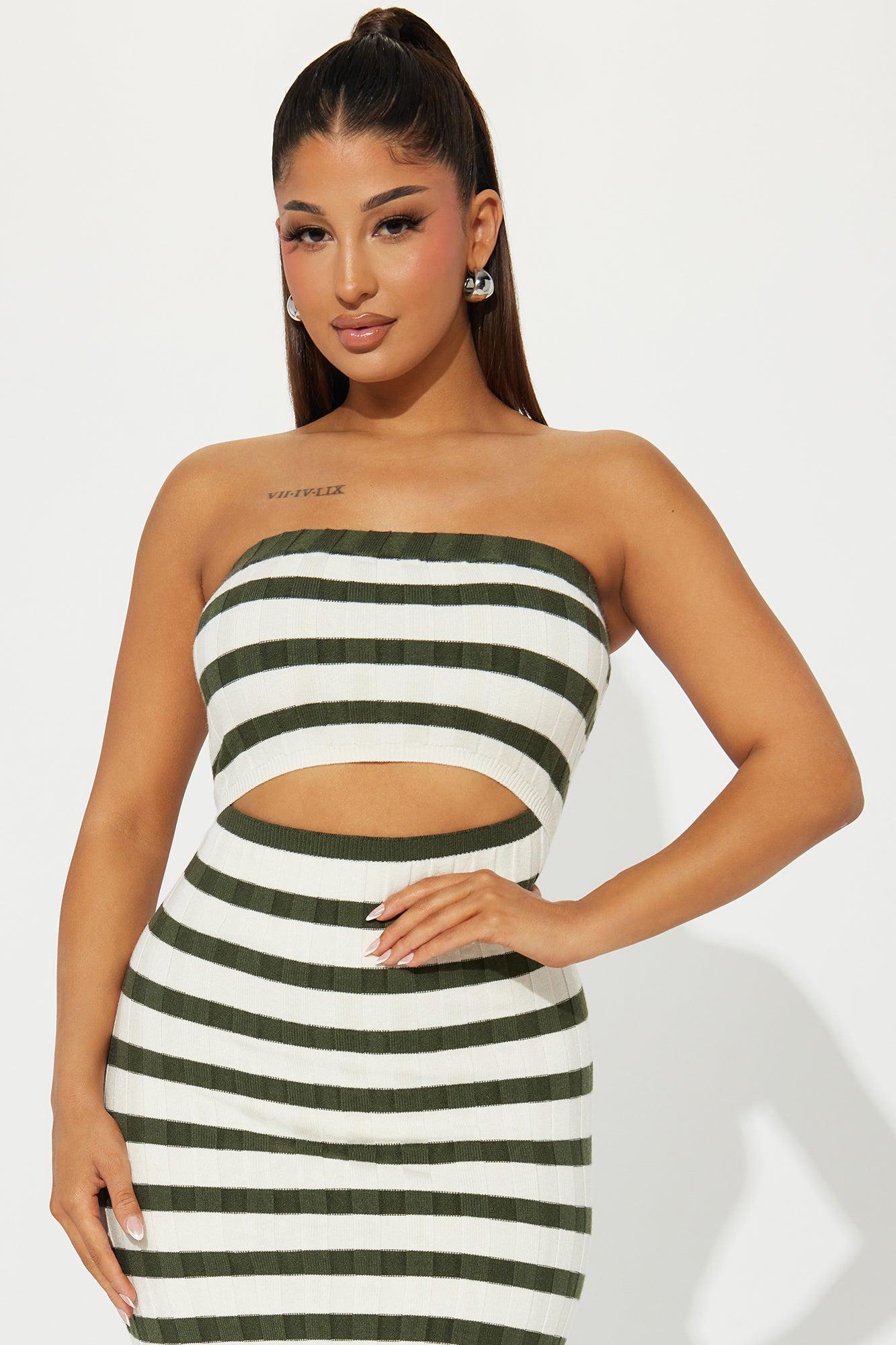 Amelia Sweater Maxi Dress - Olive/combo Product Image
