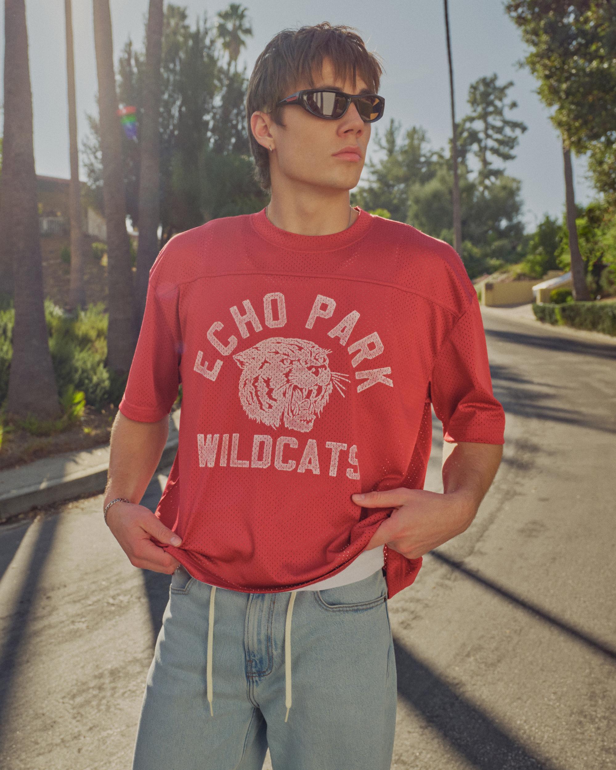 Boxy Crop Mesh Graphic Football Jersey Product Image