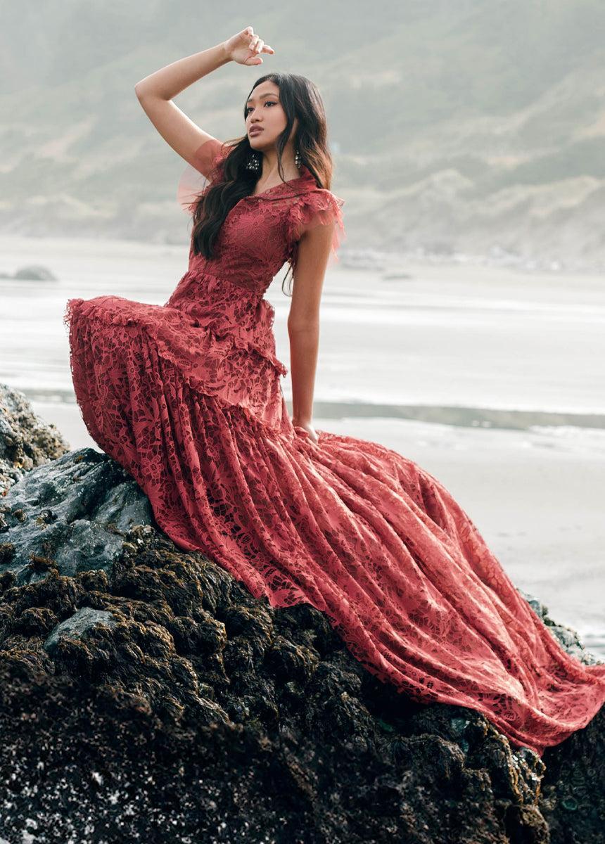 Allegra Impact Dress in Marsala Female Product Image