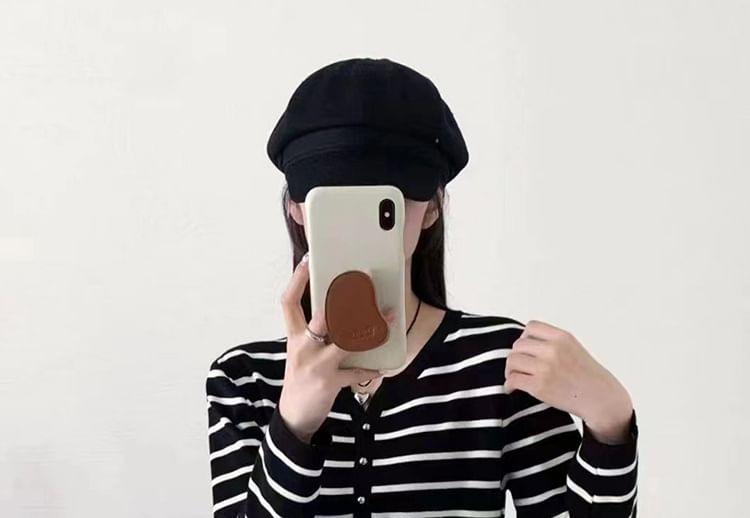 Round Neck Striped Cardigan Product Image