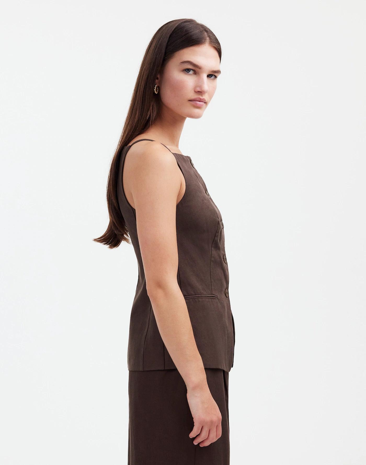 Square-Neck Vest in Drapey Twill Product Image