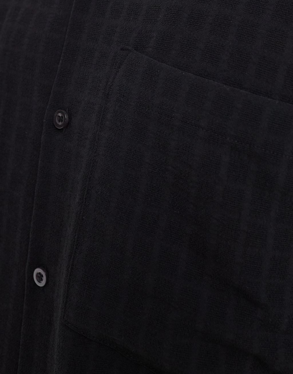 Pull&Bear textured long sleeve shirt in black Product Image