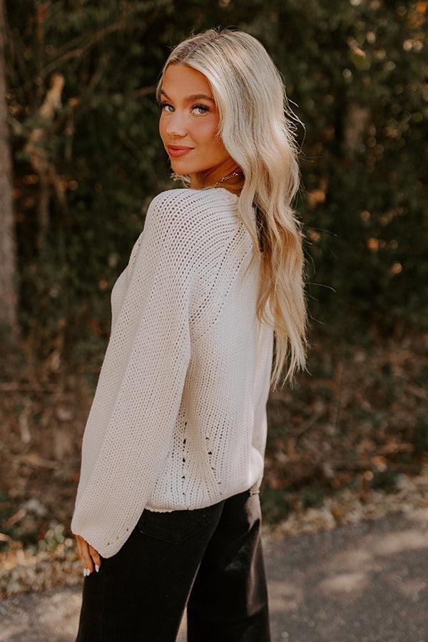 Cozy A La Mode Knit Sweater in Cream Product Image
