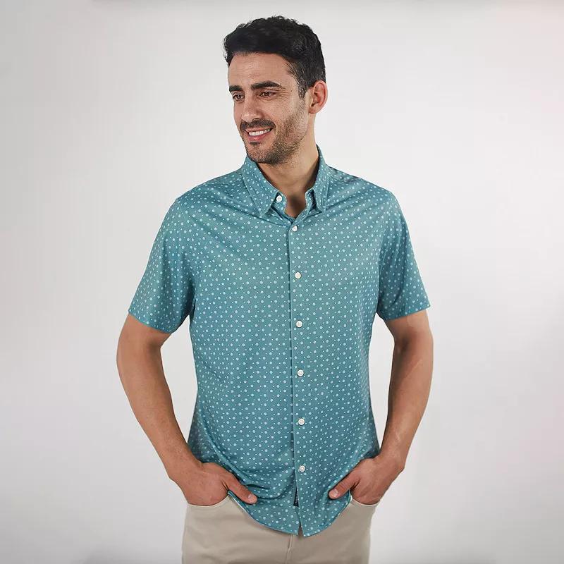 Men's JACHS NY Short Sleeve 4-Way Stretch Knit Performance Shirt, Size: Medium, Light Blue Product Image