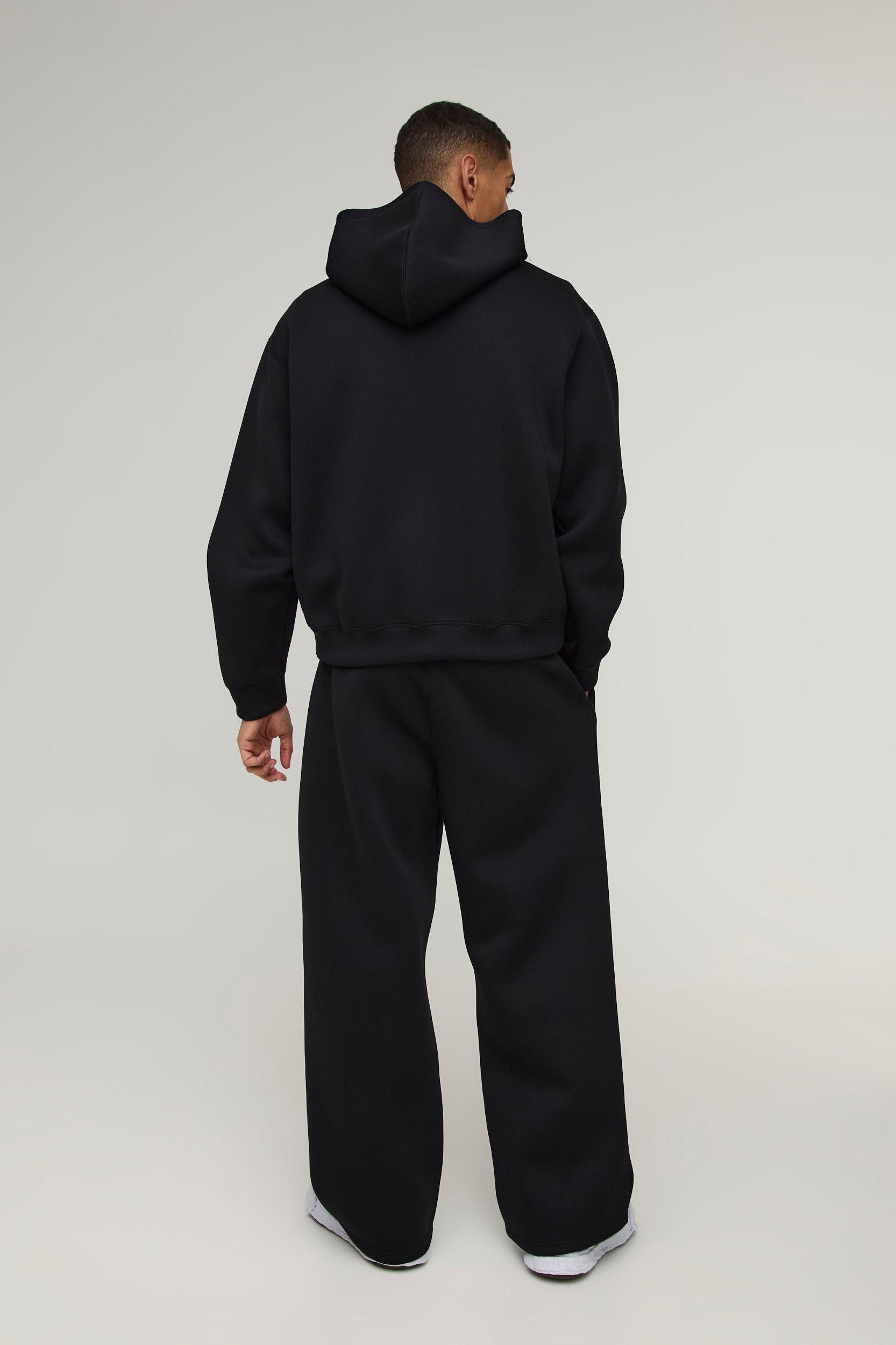 Oversized Boxy Bonded Scuba Hooded Wide Leg Tracksuit | boohooMAN USA Product Image