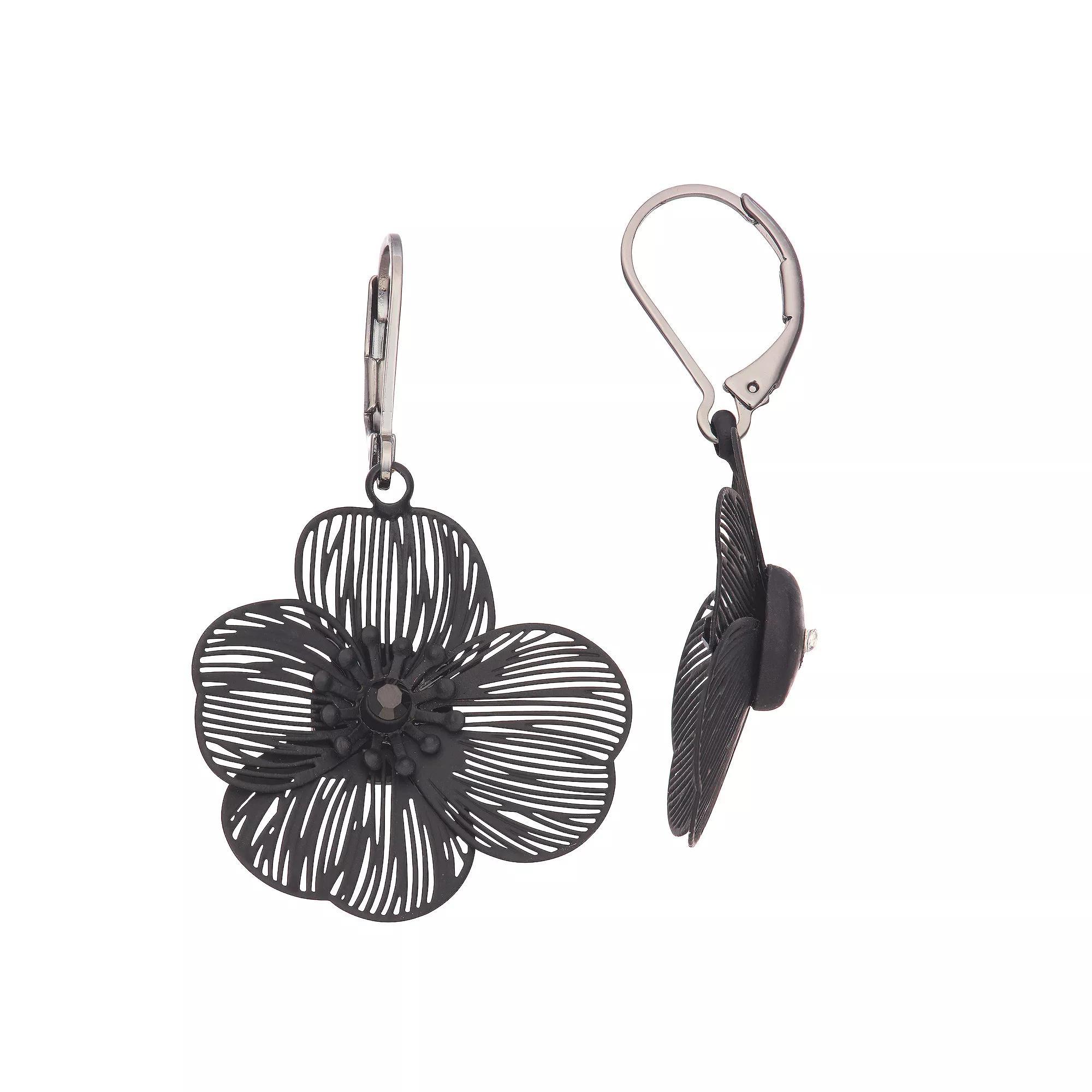 Simply Vera Vera Wang Leverback Small Flower Drop Earrings, Womens, Tone Product Image