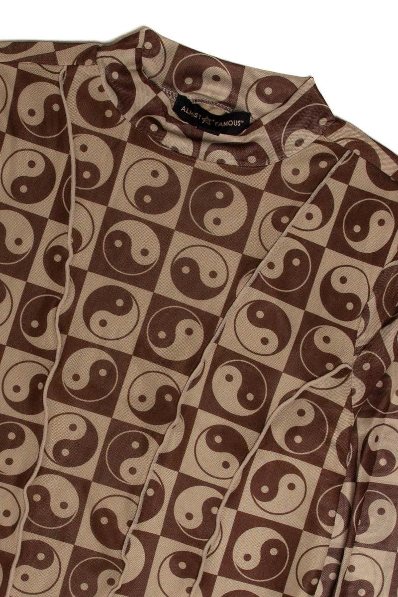 Yin Yang Mesh Contrast Stitch Top Product Image