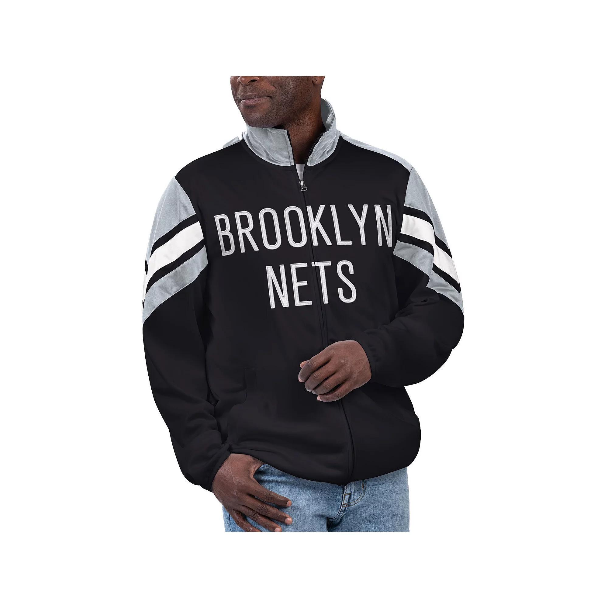 Men's G-III Sports by Carl Banks Black Brooklyn Nets Game Ball Full-Zip Track Jacket, Size: Large Product Image