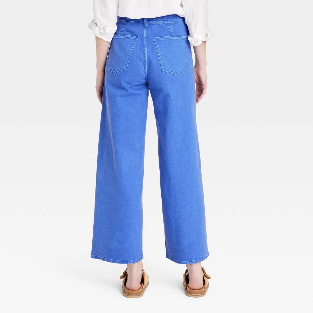 Women's High-Rise Sailor Wide Leg Ankle Jeans - Universal Thread™ Blue 8: Relaxed Fit Back Pocket, Belt Loops Product Image