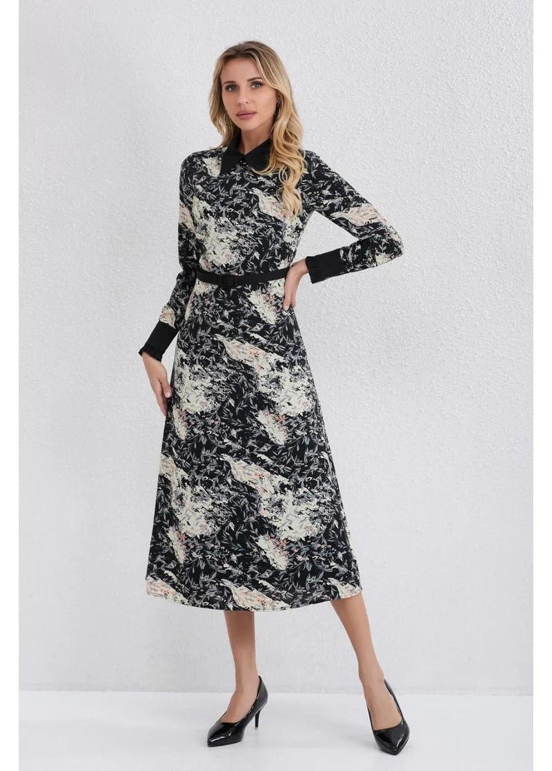 Black Floral Midi Dress Product Image