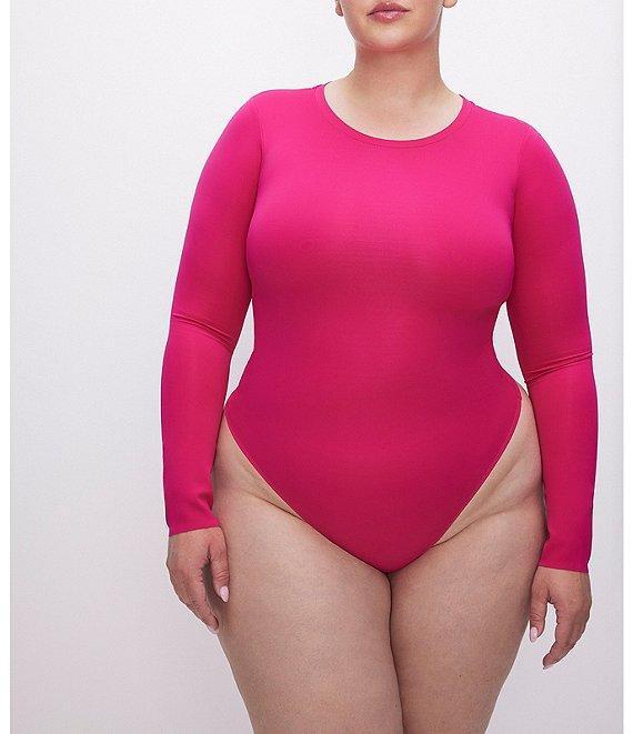 Good American Plus Size Scuba Crew Neck Long Sleeve Bodysuit Product Image