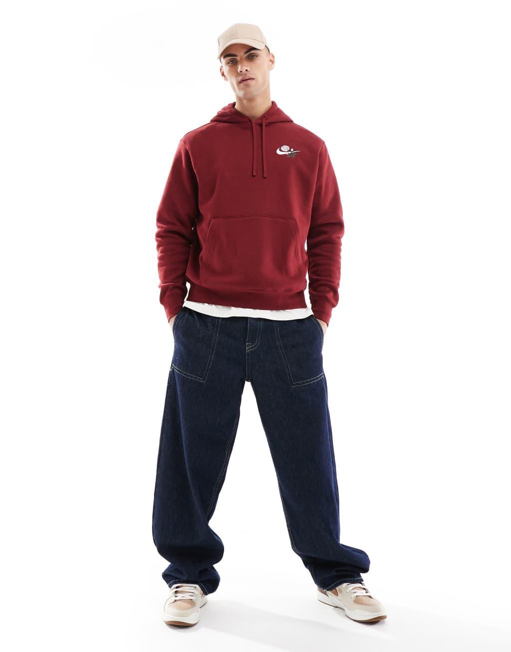 Nike Rose Swoosh logo hoodie in red Product Image